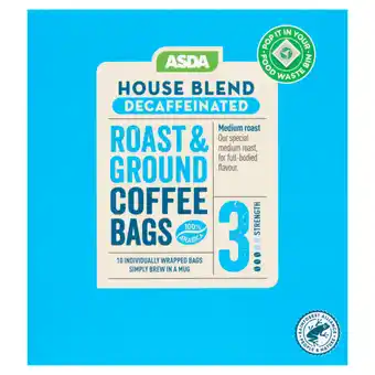 Asda Asda house blend decaffeinated roast & ground coffee bags 10 x 7.5g (75g) offer