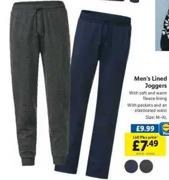 Lidl Men's Lined Joggers offer