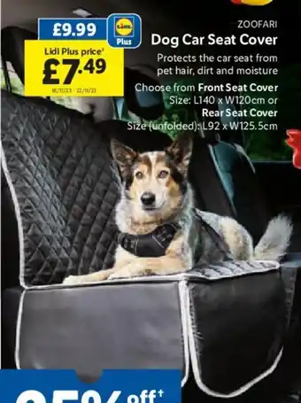 Lidl Dog Car Seat Cover offer