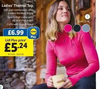 Lidl Ladies' Thermal Top offer