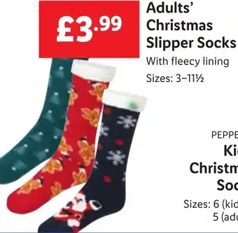 Lidl Adults' Christmas Slipper Socks offer