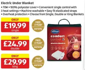Aldi Electric Under Blanket offer