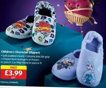 Aldi Children's Character Slippers offer