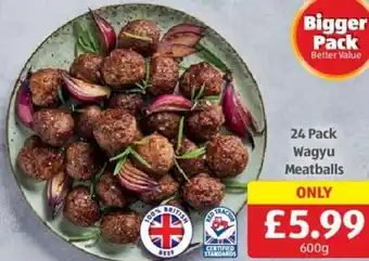 Aldi 24 Pack Wagyu Meatballs offer