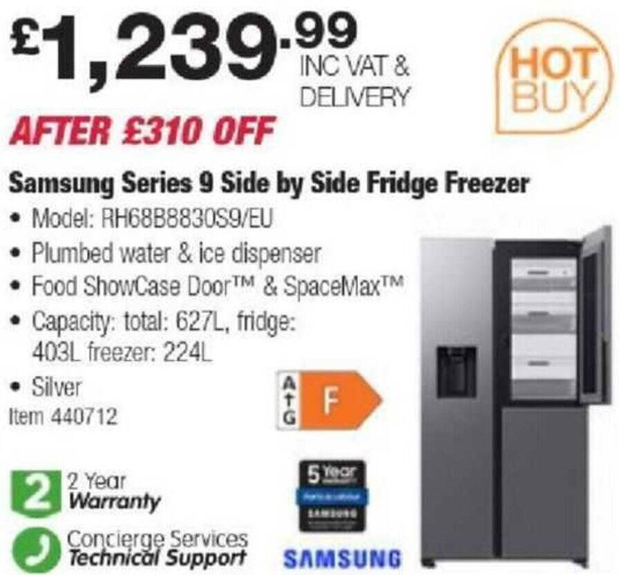 Costco Samsung Series 9 Side by Side Fridge Freezer offer