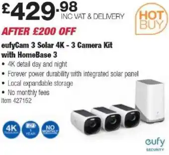 Costco eufyCam 3 Solar 4K - 3 Camera Kit with HomeBase 3 offer