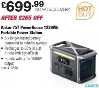 Costco Anker 757 PowerHouse 1229Wh Portable Power Station offer