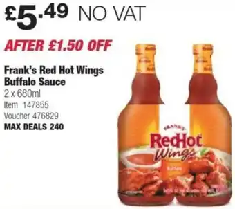 Costco Frank's Red Hot Wings Buffalo Sauce offer