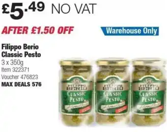 Costco Filippo Berio Classic Pesto offer