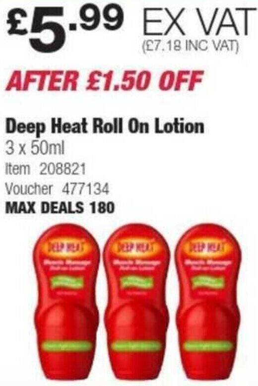 Costco Deep Heat Roll On Lotion 3 x 50ml offer