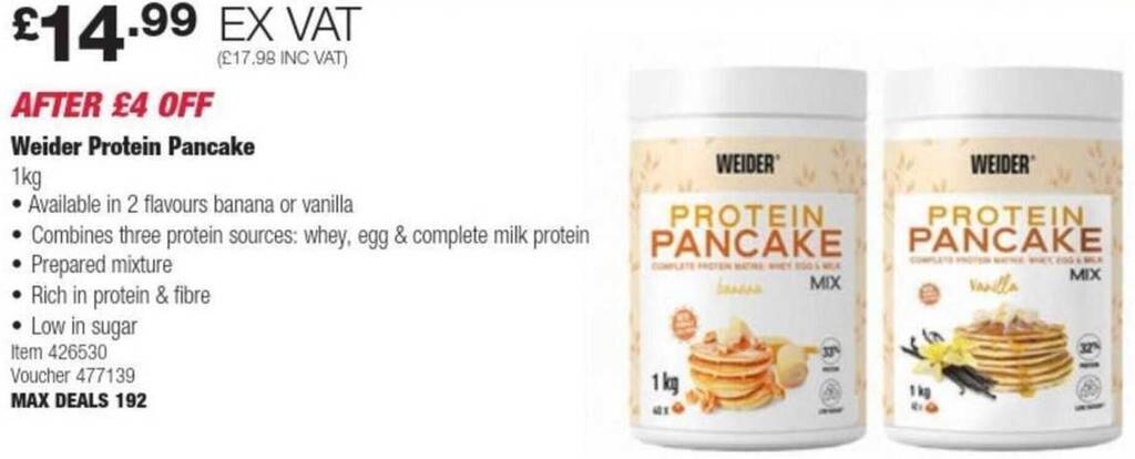 Costco Weider Protein Pancake offer