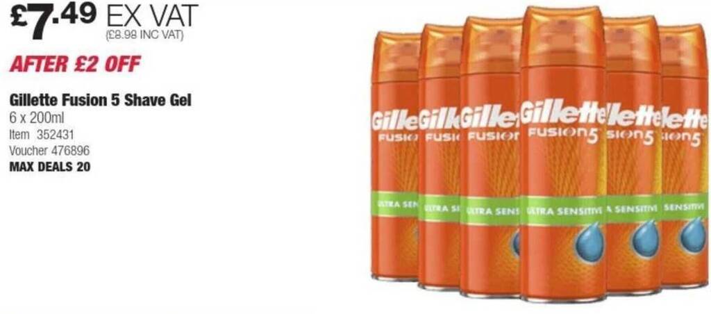 Costco Gillette Fusion 5 Shave Gel offer
