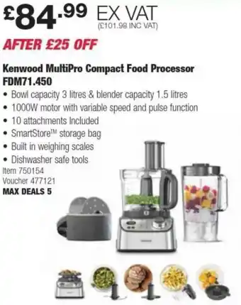 Costco Kenwood MultiPro Compact Food Processor FDM71.450 offer