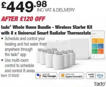 Costco tado Whole Home Bundle - Wireless Starter Kit with 8 x Universal Smart Radiator Thermostats offer