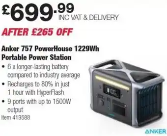 Costco Anker 757 PowerHouse 1229Wh Portable Power Station offer
