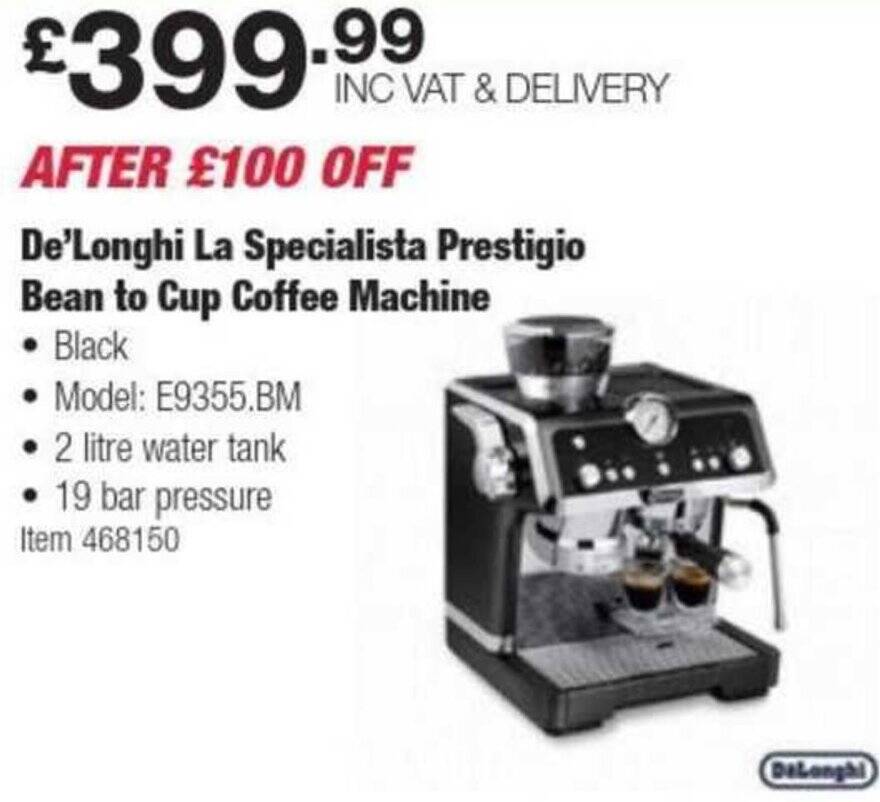Costco De'Longhi La Specialista Prestigio Bean to Cup Coffee Machine offer