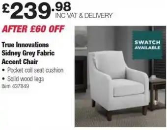 Costco True Innovations Sidney Grey Fabric Accent Chair offer