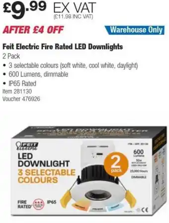 Costco Feit Electric Fire Rated LED Downlights offer
