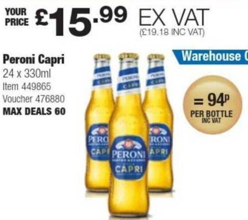 Costco Peroni Capri offer