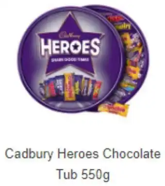 Sainsbury's Cadbury Heroes Chocolate Tub 550g offer