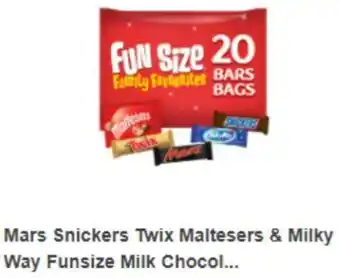 Sainsbury's Mars Snickers Twix Maltesers & Milky Way Funsize Milk Chocolate offer