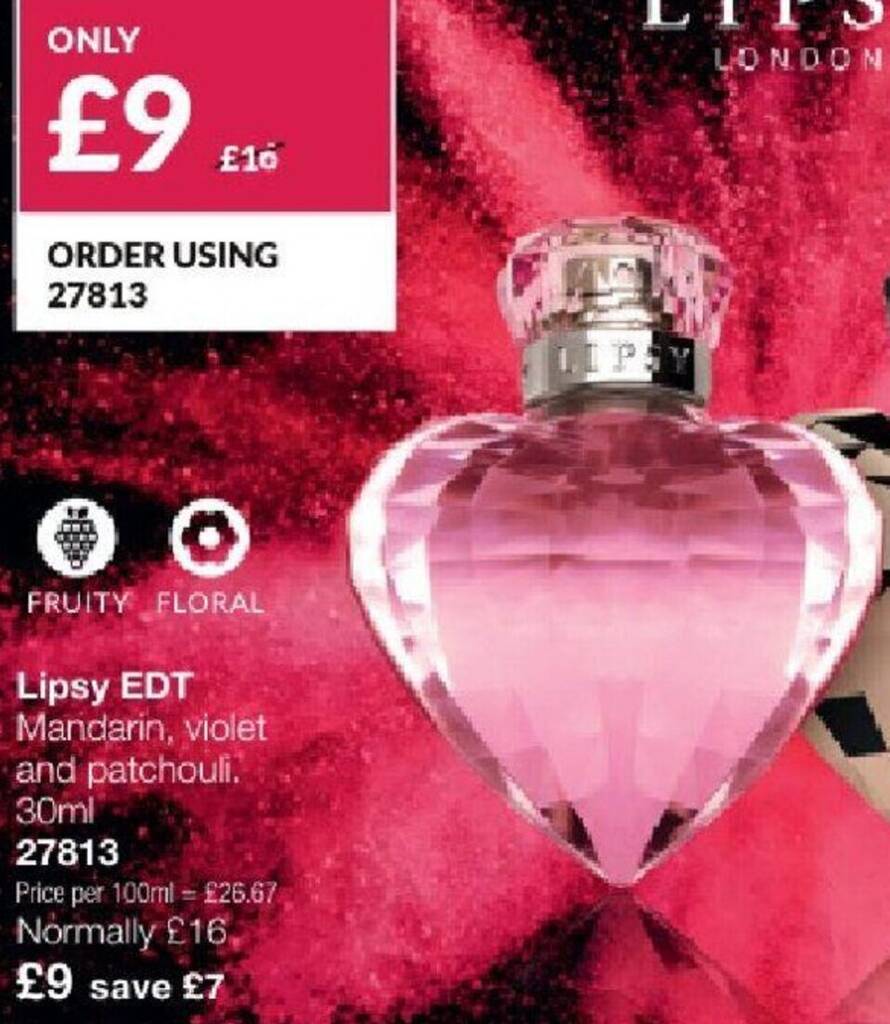 Avon Lipsy EDT Mandarin, violet and patchouli 30ml offer