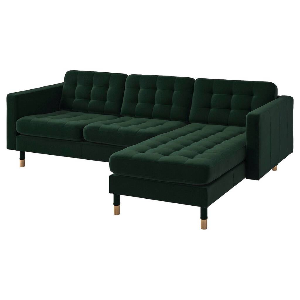 IKEA Landskrona 3-seat sofa, with chaise longue/djuparp dark green/wood offer
