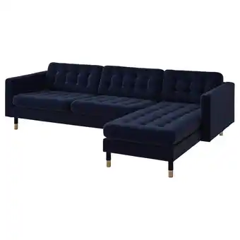 IKEA Landskrona 4-seat sofa, with chaise longue/djuparp dark blue/wood offer