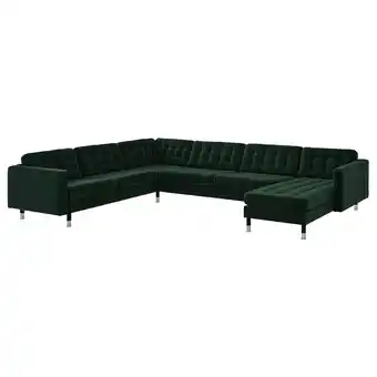 IKEA Landskrona corner sofa, 6-seat, with chaise longue/djuparp dark green/metal offer