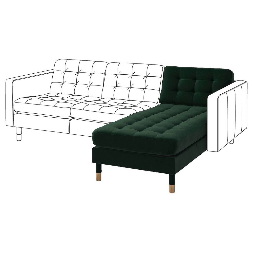 IKEA Landskrona chaise longue, add-on unit, djuparp dark green/wood offer