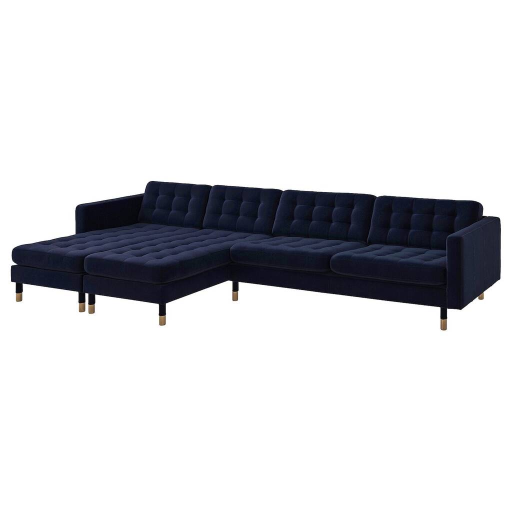IKEA Landskrona 5-seat sofa, with chaise longues/djuparp dark blue/wood offer