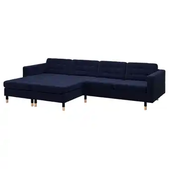 IKEA Landskrona 4-seat sofa with chaise longues, djuparp dark blue/wood offer