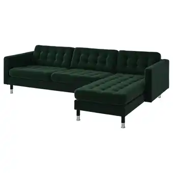 IKEA Landskrona 4-seat sofa, with chaise longue/djuparp dark green/metal offer