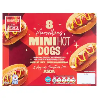 Asda Asda 8 marvellous mini hot dogs 240g offer