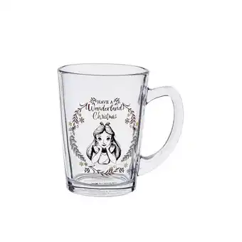 Asda Disney white alice in wonderland glass mug offer