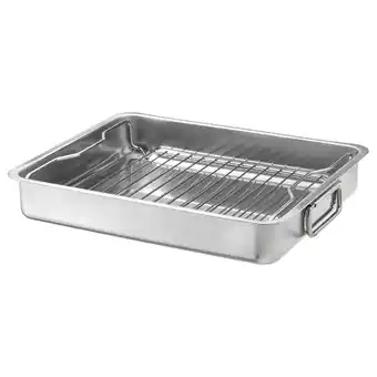 IKEA Koncis roasting tin with grill rack, stainless steel, 40x32 cm offer