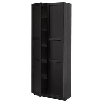 IKEA Metod high cabinet with shelves, black/lerhyttan black stained, 80x37x200 cm offer