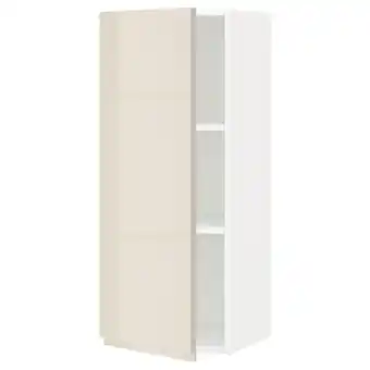 IKEA Metod wall cabinet with shelves, white/voxtorp high-gloss light beige, 40x100 cm offer