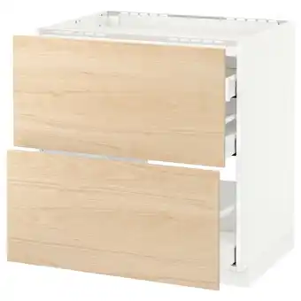 IKEA Metod / maximera base cab f hob/2 fronts/3 drawers, white/askersund light ash effect, 80x60 cm offer