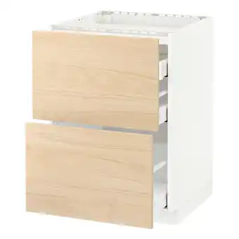IKEA Metod / maximera base cab f hob/2 fronts/3 drawers, white/askersund light ash effect, 60x60 cm offer