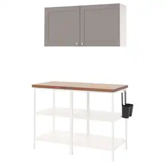 IKEA Enhet storage combination, white/grey frame, 123x63.5x207 cm offer