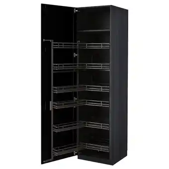 IKEA Metod high cabinet with pull-out larder, black/lerhyttan black stained, 60x60x220 cm offer