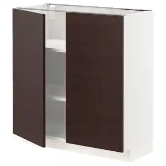 IKEA Metod base cabinet with shelves/2 doors, white askersund/dark brown ash effect, 80x37 cm offer