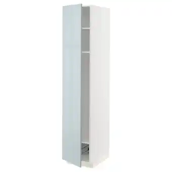 IKEA Metod high cabinet w shelves/wire basket, white/kallarp light grey-blue, 40x60x200 cm offer