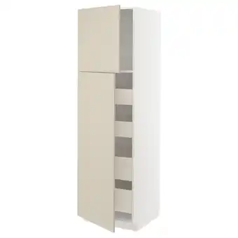 IKEA Metod / maximera hi cab w 2 doors/4 drawers, white/havstorp beige, 60x60x200 cm offer