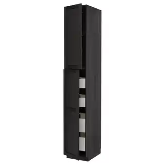 IKEA Metod / maximera hi cab w 2 doors/4 drawers, black/lerhyttan black stained, 40x60x240 cm offer