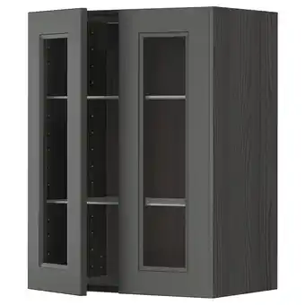 IKEA Metod wall cabinet w shelves/2 glass drs, black/axstad dark grey, 60x80 cm offer