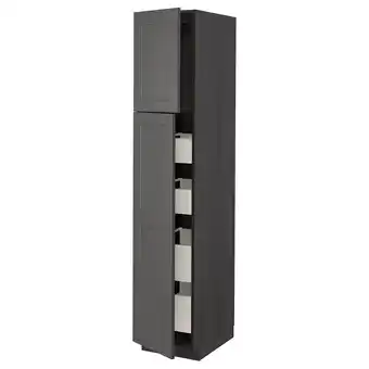 IKEA Metod / maximera hi cab w 2 doors/4 drawers, black/axstad dark grey, 40x60x200 cm offer