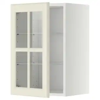 IKEA Metod wall cabinet w shelves/glass door, white/bodbyn off-white, 40x60 cm offer