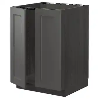 IKEA Metod base cabinet for sink + 2 doors, black/axstad dark grey, 60x60 cm offer